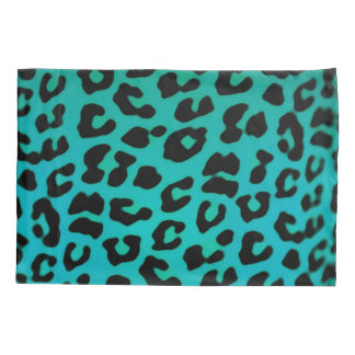 Teal Fantasy Leopard Print Pillowcase