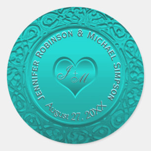 Teal Faux Foil Classic Round Sticker