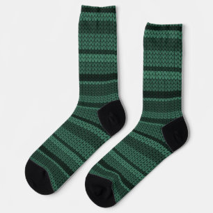 Teal faux knitted pattern socks