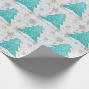 Teal Festive Christmas Tree Wrapping Paper