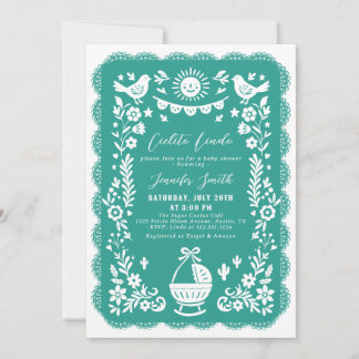Teal Fiesta Cielito Lindo Baby Shower Invitation