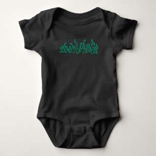 Teal Fire Flames Blaze Outline Baby Bodysuit