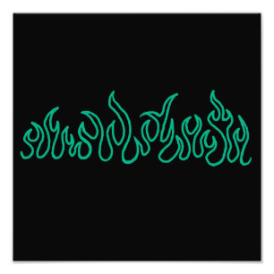 Teal Fire Flames Blaze Outline Photo Print