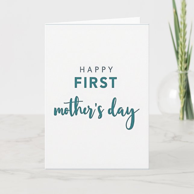 Teal First Mothers Day Script Card (Front)