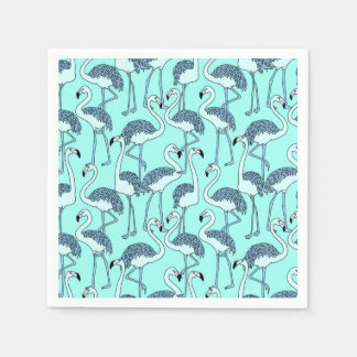 Teal Flamingo Pattern– Tropical Minimalist  Napkin