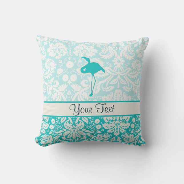 Teal Flamingo Throw Pillow (Front)