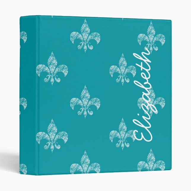 Teal Fleur de Lis Binder (Front/Spine)