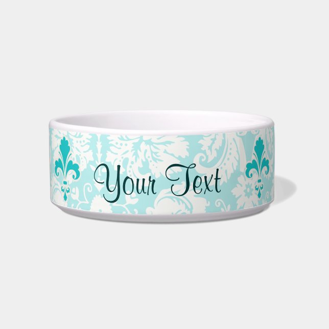 Teal Fleur de lis Bowl (Front)