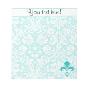 Teal Fleur de lis Notepad