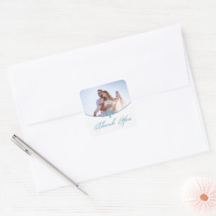 Teal Fleur de Lis Photo Thank You Stickers