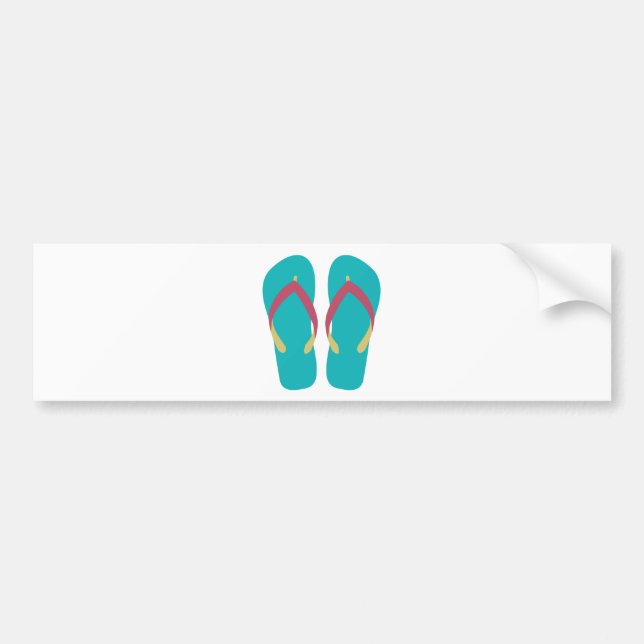 Teal Flip Flops with Red and Yellow Straps Bumper Sticker (Front)