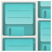 Teal Floppy Disc Pattern Fabric