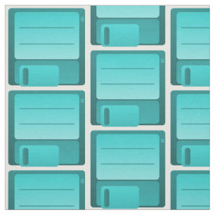 Teal Floppy Disc Pattern Fabric