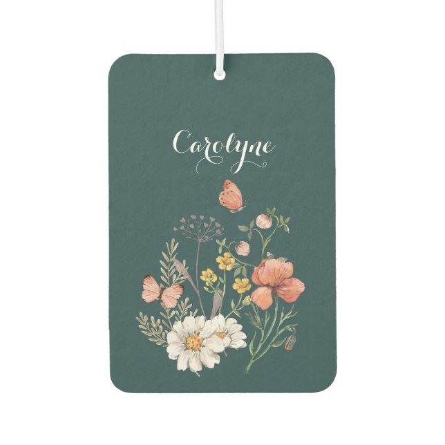 Teal Floral  Air Freshener (Front)