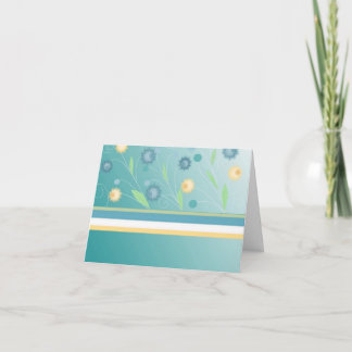 Teal Floral Blank Note Card
