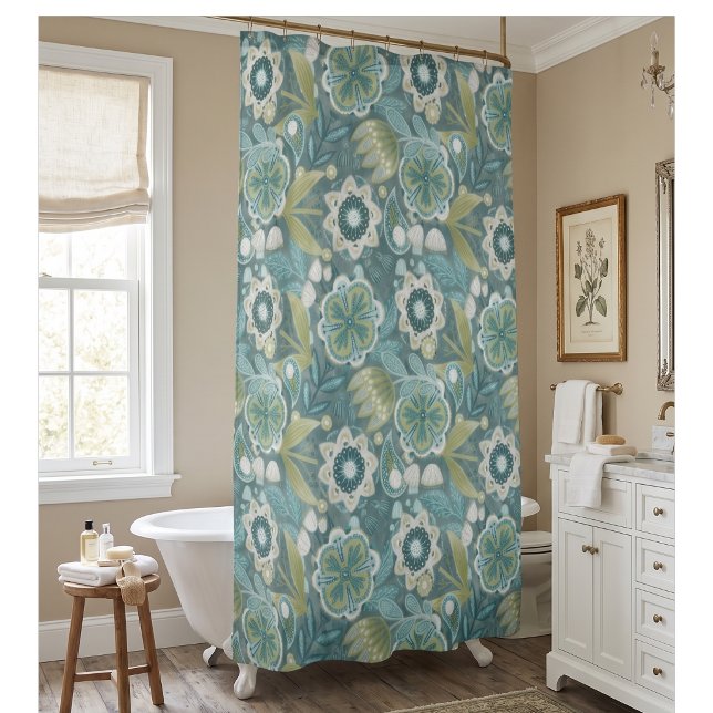Teal Floral Boho Botanical Pattern (Creator Uploaded)