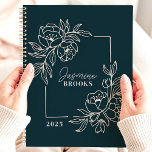 Teal Floral Border 2025 Custom Name Planner<br><div class="desc">Stay organized and inspired with this elegant planner featuring a beautiful floral border design on a sophisticated teal background. Personalize it with your name for a unique and stylish touch. This planner is perfect for keeping track of appointments, to-dos, and all your important dates throughout 2025. With its calming design...</div>