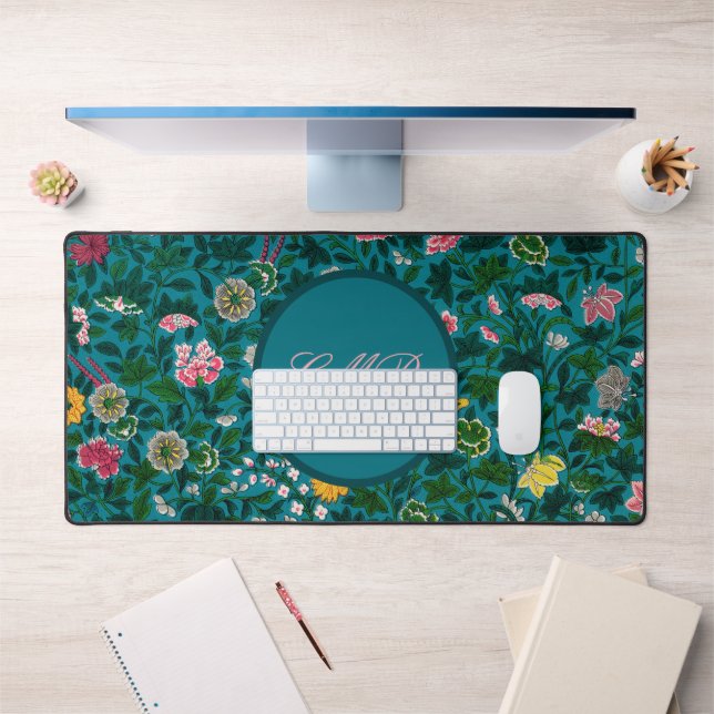 Teal Floral Desk Mat (Office 1)