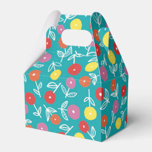 Teal Floral Ditsy Wedding Favor Box
