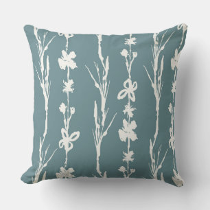 Teal Floral Farmhouse Decor Throw Pillow