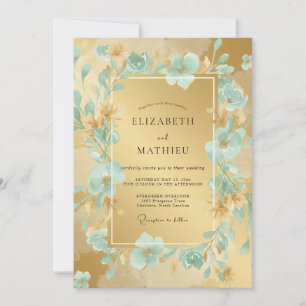Teal Floral Glow Wedding Invitation