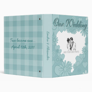 Teal Floral Heart Wedding Binder