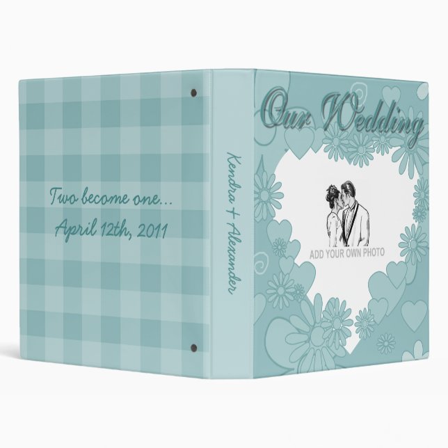 Teal Floral Heart Wedding Binder (Background)