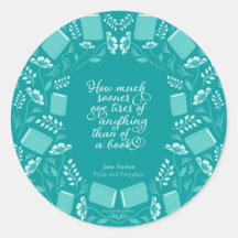 Teal Floral Jane Austen Bookish Quote