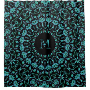 Teal Floral Mandala Monogram