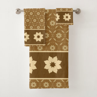 Teal Floral Mandala Star Seamless Pattern Bath Towel Set