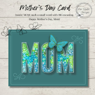 Teal Floral Mother’s Day Card with Butterfly