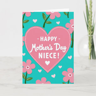 Teal Floral Mothers Card