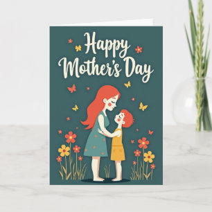 Teal Floral Mothers Day Embrace Card