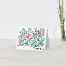 Teal Floral Personalized Stationery Thank You Card