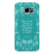 Teal Floral Pride & Prejudice Bookish Quote