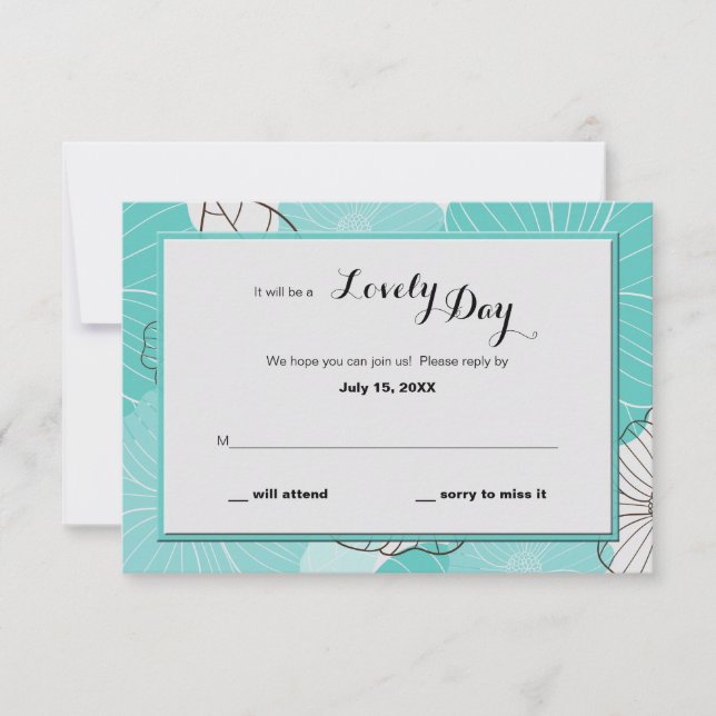 Teal Floral Response Card (Front)