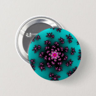 Teal Floral Sprinkles 2 Inch Round Button