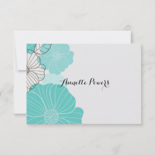 Teal Floral Stationery Card