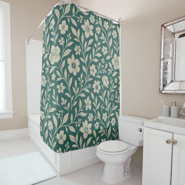 Teal Floral Wallpaper (In Situ)