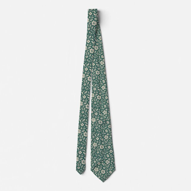 Teal Floral Wallpaper Tie (Back)