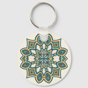 Teal Flower Mandala Keychain