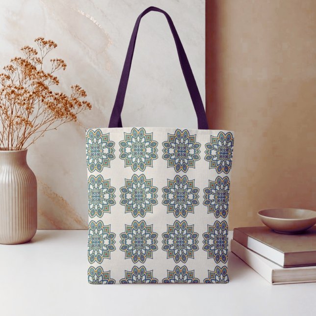 Teal Flower Mandala Tote Bag (Creator Uploaded)