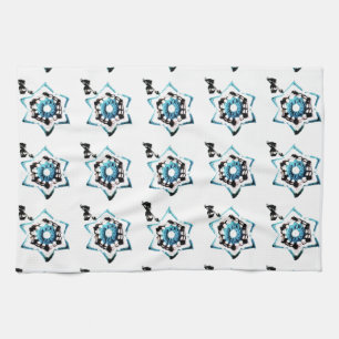 Teal Flowers Kitchen Towel