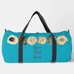 Teal Flowers Print Cut Sew Bag