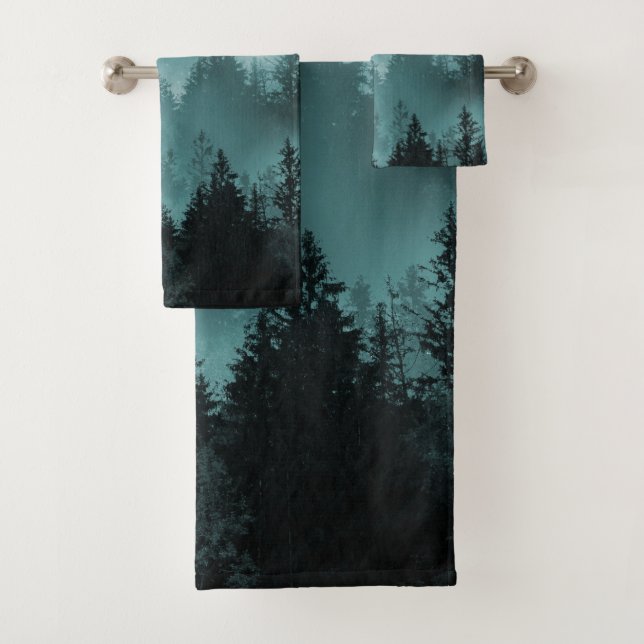 Teal Forest Galaxy Dream #1 #decor #art Bath Towel Set (Insitu)