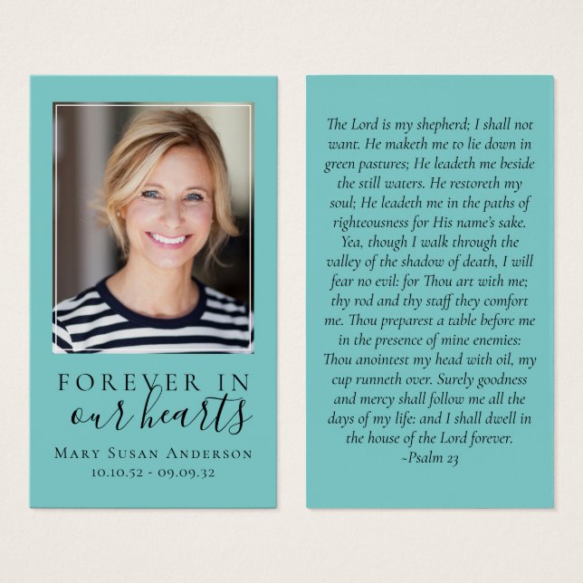 Teal Forever in Our Hearts Memorial Card (Front & Back)