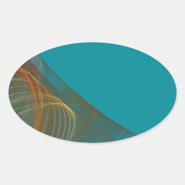 Teal Fractal Background Oval Sticker (Front)