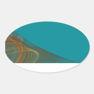 Teal Fractal Background Oval Sticker