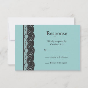 Teal French Lace RSVP Card