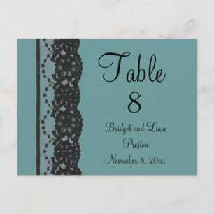 Teal French Lace Table Numer Postcard